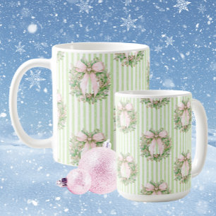 Sweet Cosy Cottage Pink Green Christmas Coffee Mug