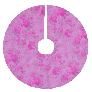 Sweet Cottage Purple and Pink Christmas Brushed Polyester Tree Skirt