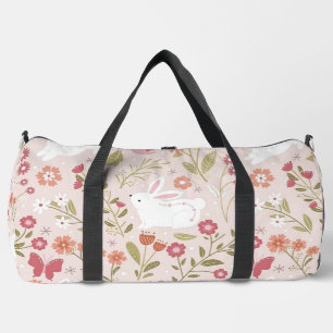 Sweet Cottagecore Bunny and Botanicals Duffle Bag
