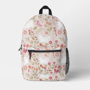 Sweet Cottagecore Bunny and Botanicals Printed Backpack
