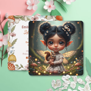 Sweet Cottagecore Fairy Girl Themed Birthday Party Invitation