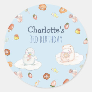 Sweet Cotton candy cloud baby blue kids birthday Classic Round Sticker