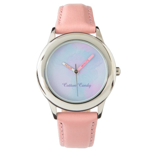 Sweet cotton candy watch with changeable text (Front)