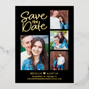 Sweet Couple Foil Save The Date Postcard
