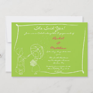 Sweet Couple in the Rain Engagement Invitation