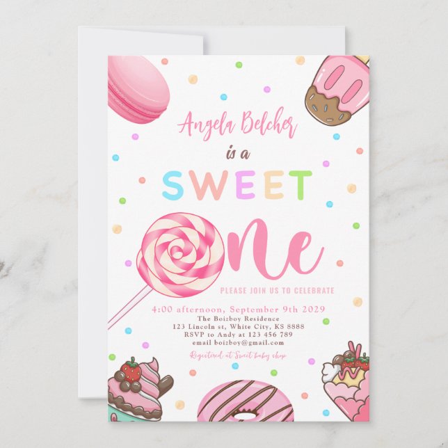 Sweet Cream Celebration Sweet One Birthday Party Invitation (Front)