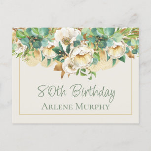 Sweet Cream Roses 80th Birthday Postcard