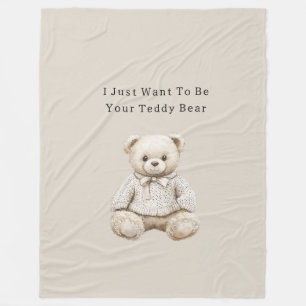 Sweet Cream Teddy Bear in Sweater Fleece Blanket