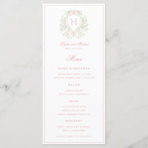 Sweet Crest Monogram 4 Course Wedding  Menu