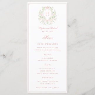 Sweet Crest Monogram 4 Course Wedding Menu