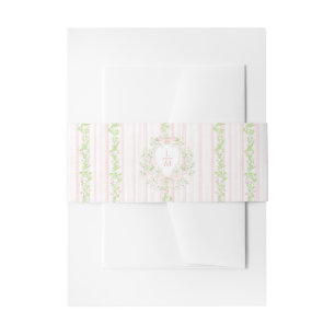 Sweet Crest w/ Blush Pink Bow Invitation Belly Band