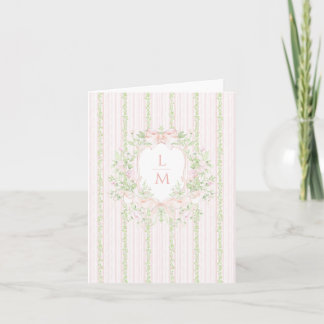 Sweet Crest w/ Blush Pink Bow Note Card