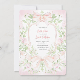 Sweet Crest w/ Blush Pink Bows Bridal Shower Invitation
