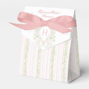Sweet Crest w/ Blush Pink Bows   Wedding Favour Box