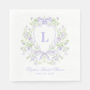 Sweet Crest w/ Lavender bow Monogram Bridal Shower Napkin