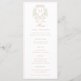 Sweet Crest w/ Pink Bows | Monogram Wedding  Menu