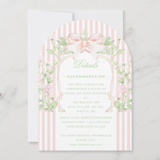 Sweet Crest w/ Pink Wedding Details Enclosure Card