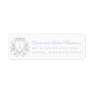 Sweet Crest with Lavender Bows Return Address