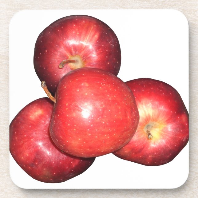 Sweet & Crisp Red Apples - Organic Fruit Print Coaster (Front)