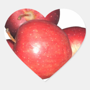 Sweet & Crisp Red Apples - Organic Fruit Print Heart Sticker