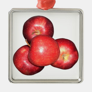 Sweet & Crisp Red Apples - Organic Fruit Print Metal Tree Decoration