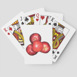 Sweet & Crisp Red Apples - Organic Fruit Print Playing Cards