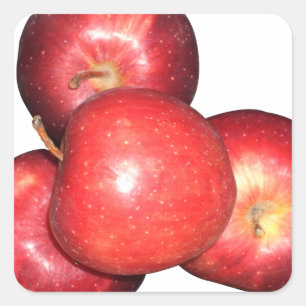 Sweet & Crisp Red Apples - Organic Fruit Print Square Sticker