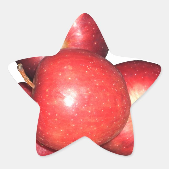 Sweet & Crisp Red Apples - Organic Fruit Print Star Sticker (Front)