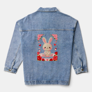 Sweet Crochet Bunny & Roses Denim Jacket