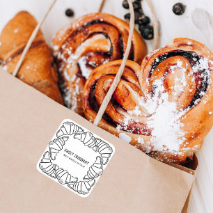 Sweet Croissant Bakery Pastry Shop Square Sticker