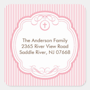 Sweet Cross In Frame Address Sticker Baptism