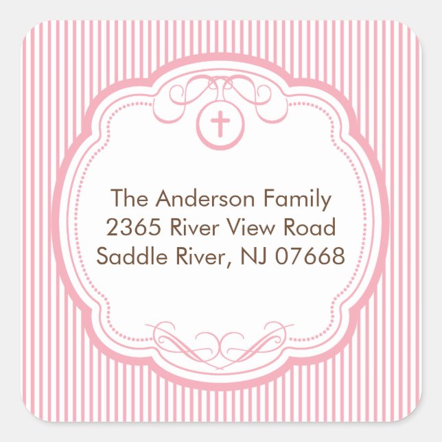 Sweet Cross In Frame Address Sticker Baptism (Front)