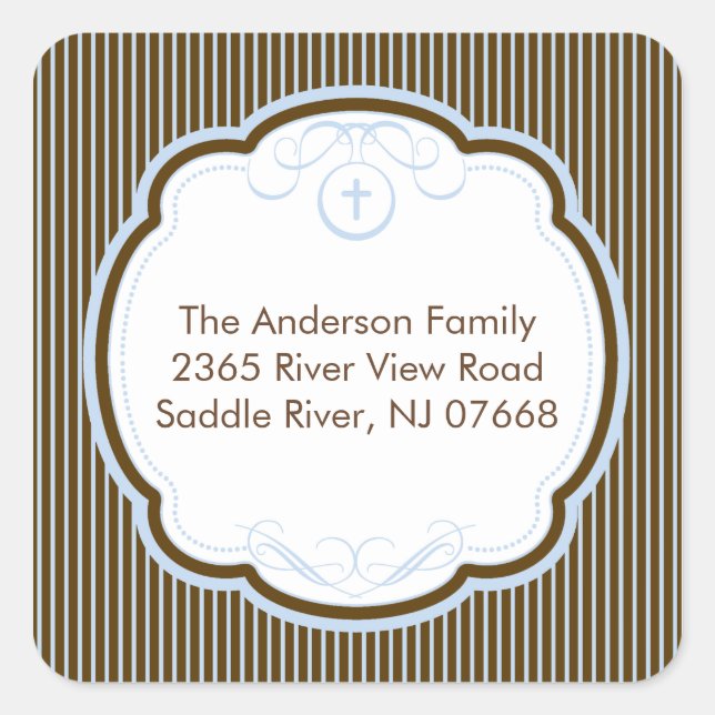 Sweet Cross In Frame Address Sticker Baptism (Front)