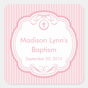 Sweet Cross In Frame Baptism Favour Seal Pink