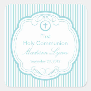 Sweet Cross In Frame First Holy Communion Square Sticker