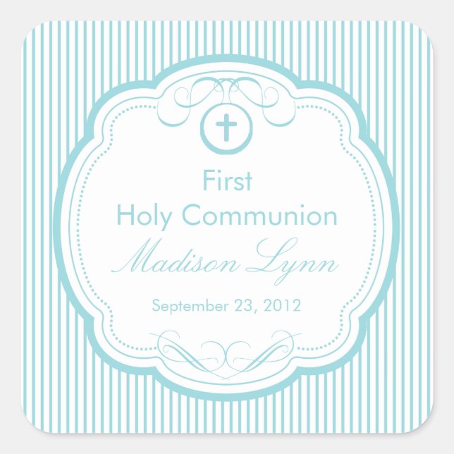 Sweet Cross In Frame First Holy Communion Square Sticker (Front)