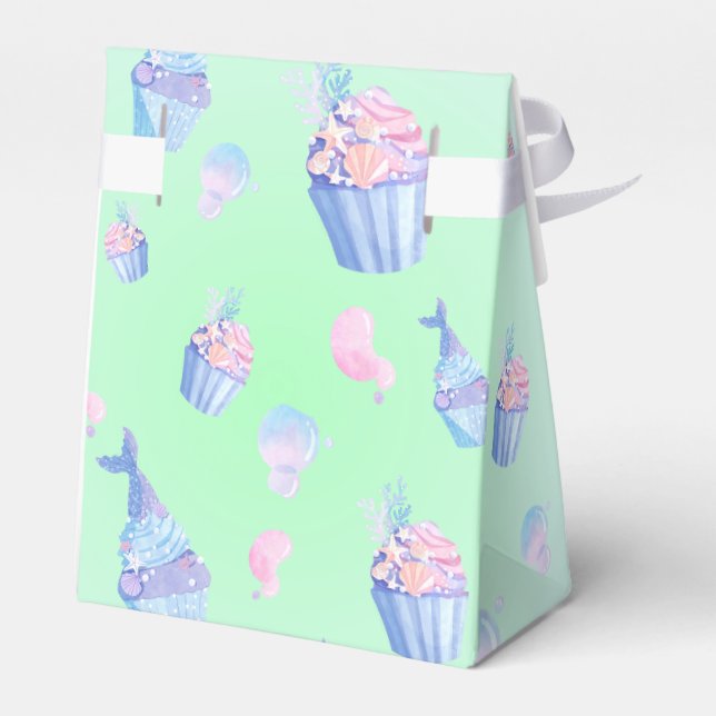 Sweet cup cake and mermaid Happy Birthday Girl  Favour Box (Back Side)