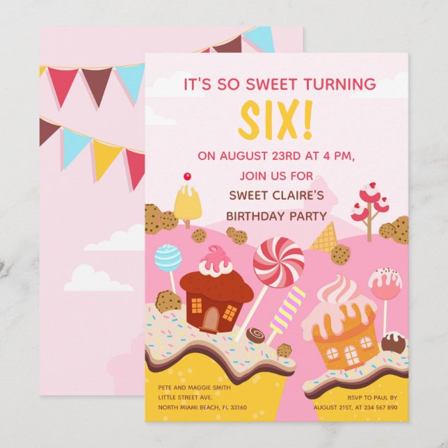Sweet cupackes Birthday Party Invitation (Front/Back)