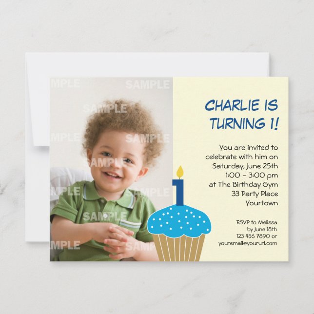 Sweet Cupcake 1st Birthday Party Invitation (Front)