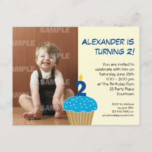 Sweet Cupcake 2nd Birthday Party Invitation
