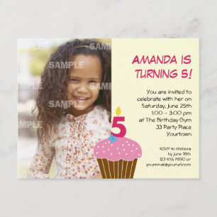 Sweet Cupcake 5th Birthday Party Invitation