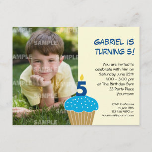 Sweet Cupcake 5th Birthday Party Invitation