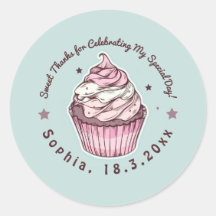 Sweet Cupcake Birthday Celebration Thank You 