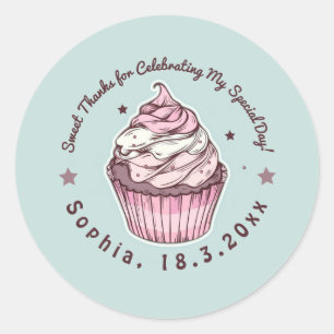 Sweet Cupcake Birthday Celebration Thank You  Classic Round Sticker