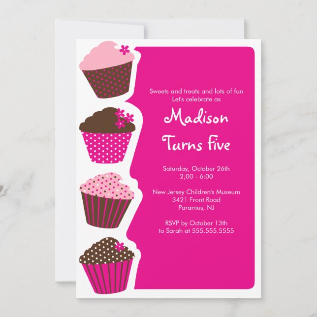 Sweet Cupcake Birthday Party Invitation (Front)