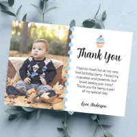 Sweet Cupcake Blue Boy First Birthday Party Photo