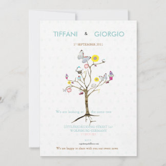 Sweet Cupcake Butterfly Tree Wedding Invitation