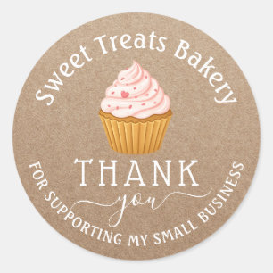 Sweet Cupcake Cake Bakery Thank You Order Classic Round Sticker