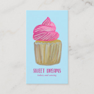 Sweet Cupcake Catering Bakery Pink Blue CUSTOM Business Card