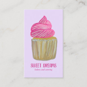 Sweet Cupcake Catering Bakery Purple Pink CUSTOM Business Card